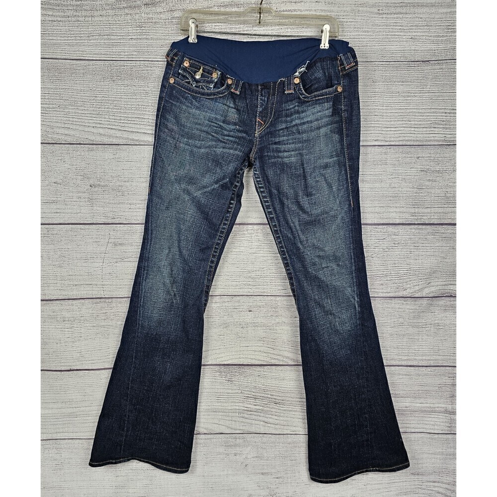 True Religion A Pea In The Pod Boot Cut High Belly Band Maternity Jeans Size 31